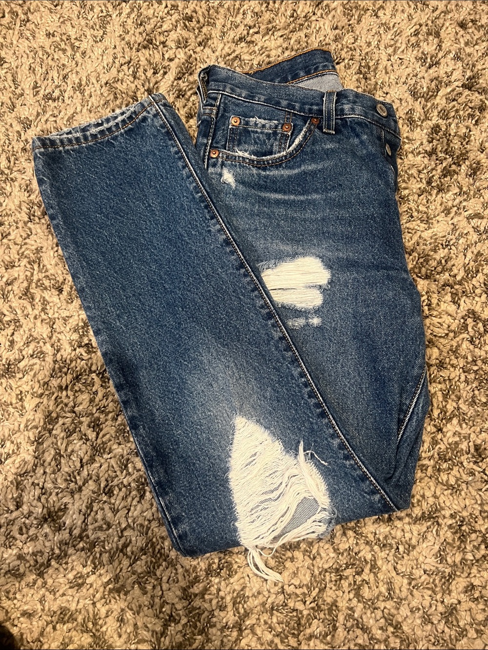 Levi's High-Rise Distressed Blue Women's Jeans
